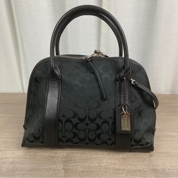 Coach Black Brocade Signature C Bleeker Preston Satchel - Picture 1 of 13